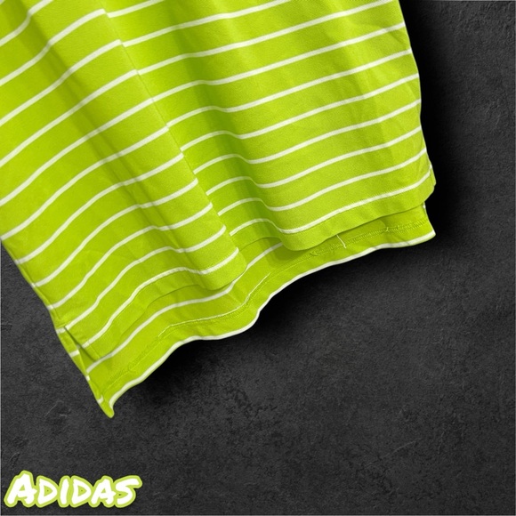 Men’s Adidas Green White Stripe Short Sleeve shirt Half Button Shirt - Picture 3 of 6
